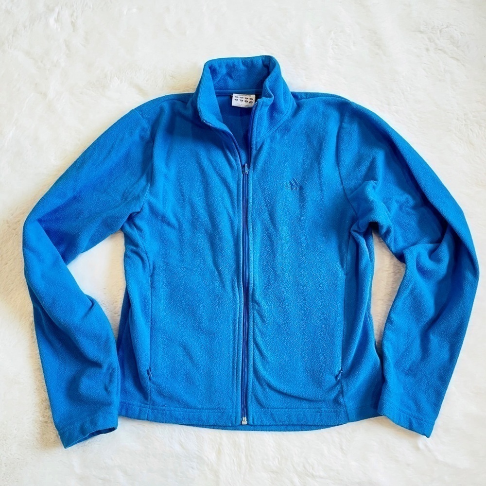 Adidas Blue Fleece Zip Up Lightweight Jacket Size Medium